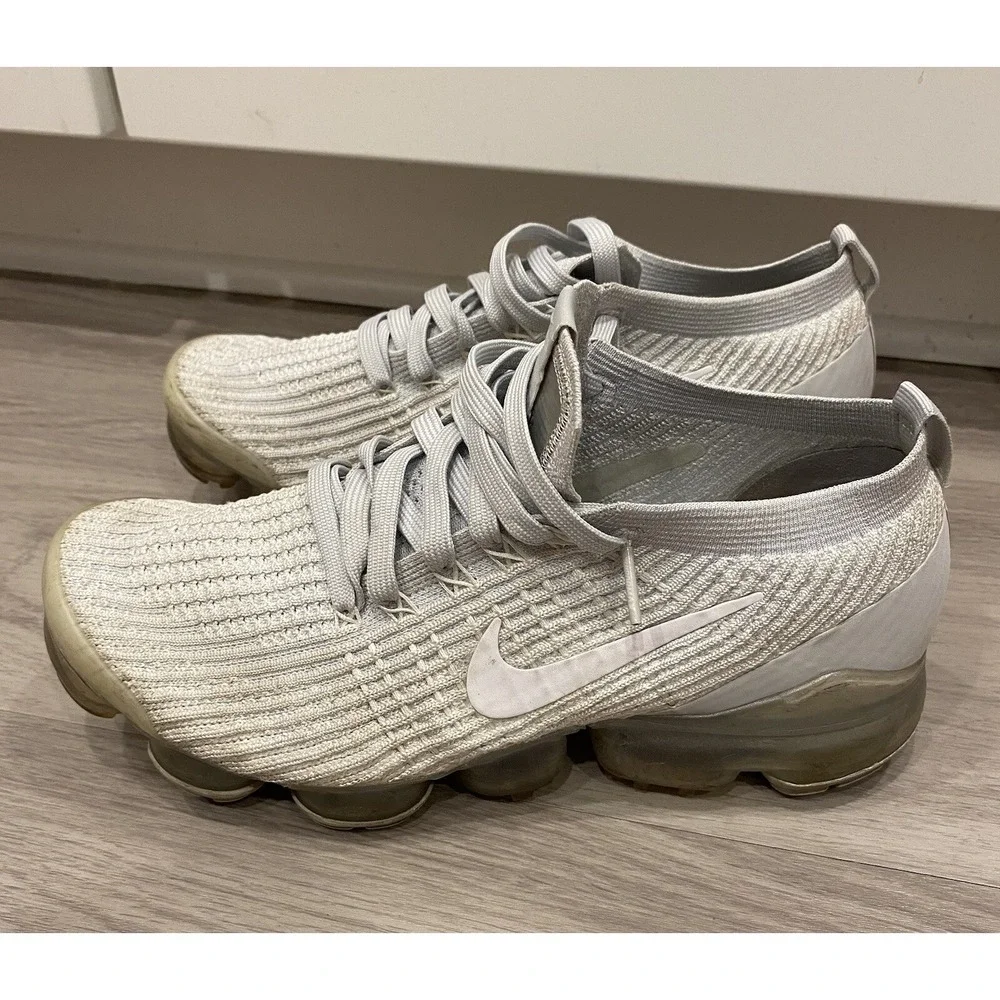Size 8.5 - Nike Air VaporMax Flyknit 3 Pure Platinum Preowned No Box EUC